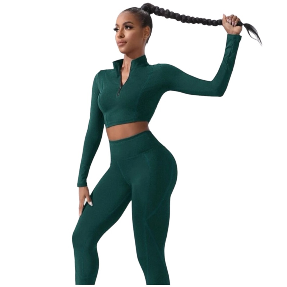 Yoga Fitness Set , dark green size L 8/10